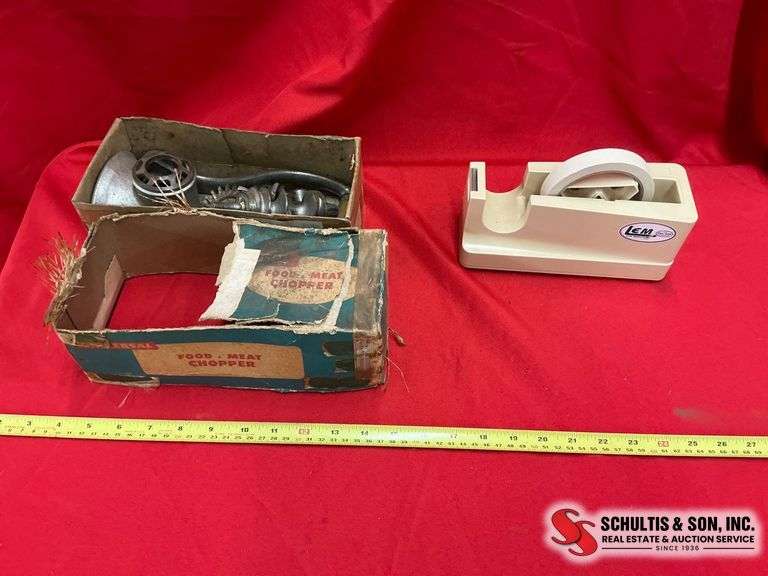 Universal No. 2 Meat Chopper and LEM Tape Dispenser