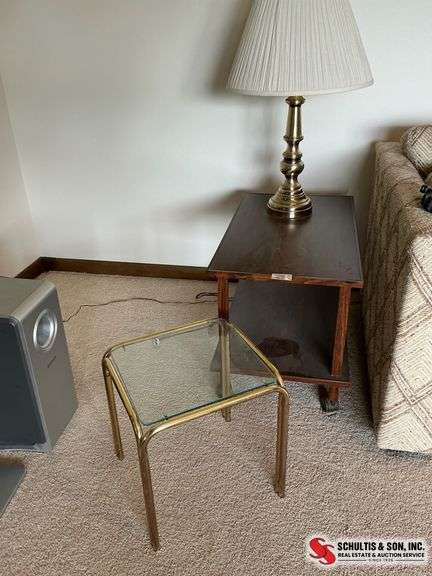 Glass Top and Brass Side Table