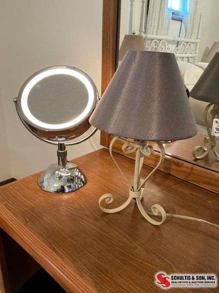 Table Lamp and Mirror Set