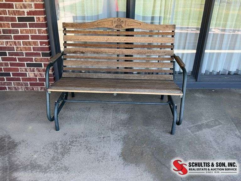 Wood and Metal Outdoor Glider