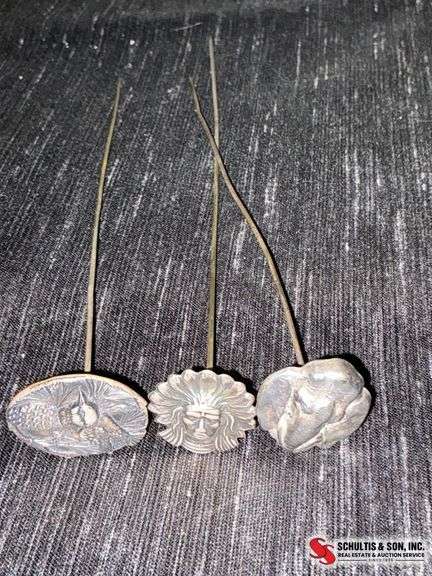 Three Metal Hat Pins