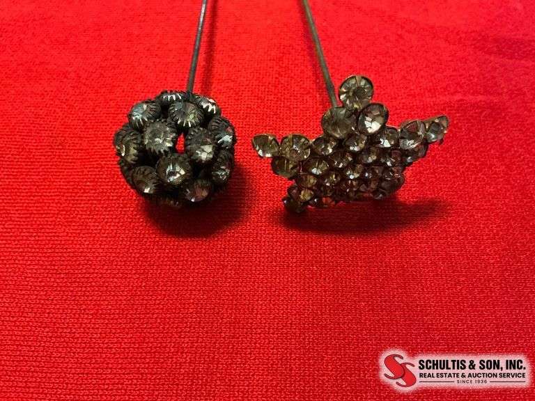 Metal Hatpins with Rhinestones