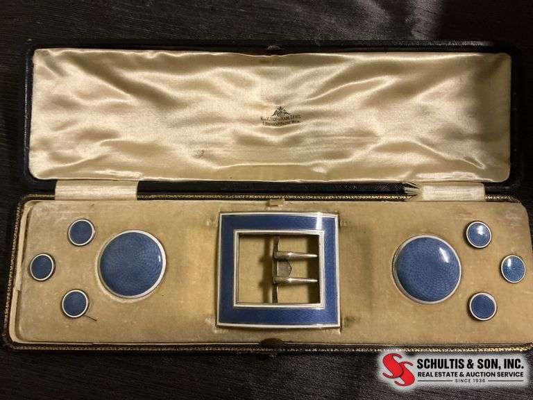 Blue Enamel Belt Set