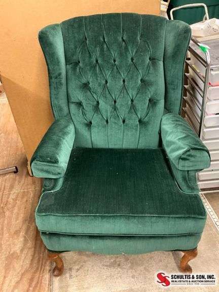 Green Upholstered Wingback Chair
