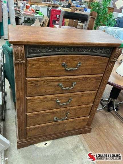 Wood Chest with Carved Details