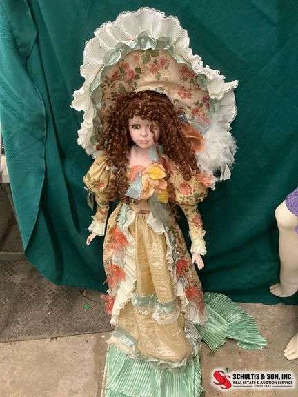 Porcelain Doll in Floral Attire