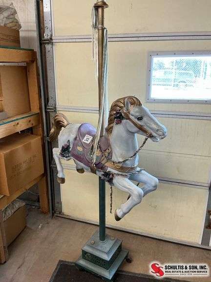 Painted Carousel Horse on Stand