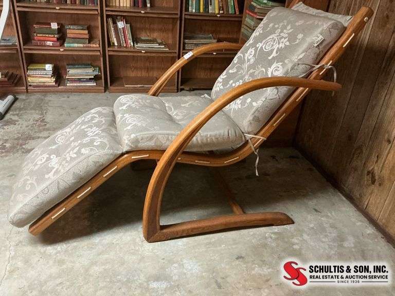 Vintage Better Homes and Garden Wooden Recliner with Cushions