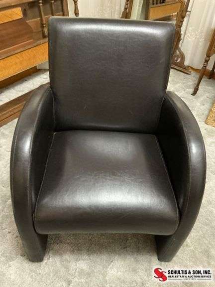 Black Faux Leather Armchair