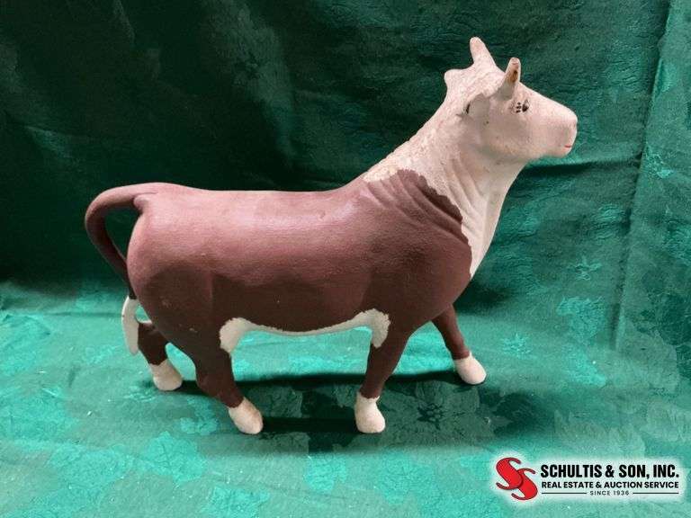 Painted cast iron Hereford bull