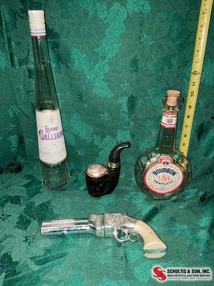 Decorative Decanter Set with Pistol and Pipe