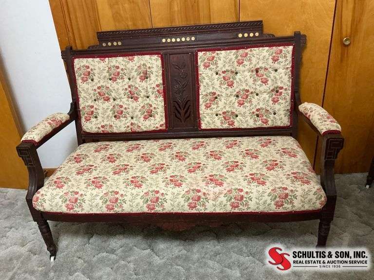 Carved Wood Settee