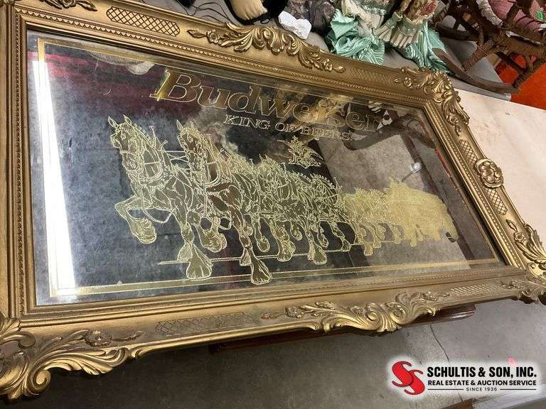 Framed Budweiser Wall Mirror