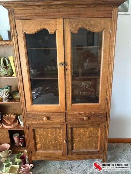 Antique Oak China Hutch