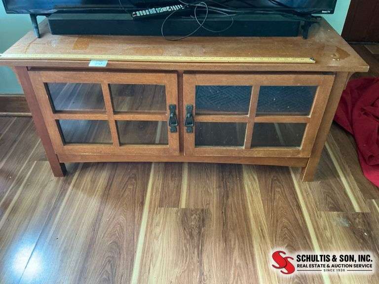 Wood TV/Media Cabinet with Glass Doors