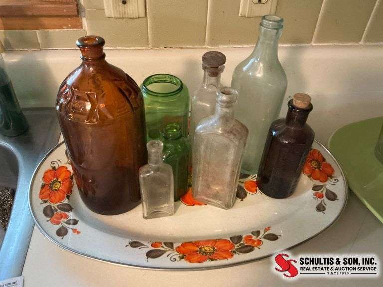 Vintage Bottles and Sanko Ware Tray