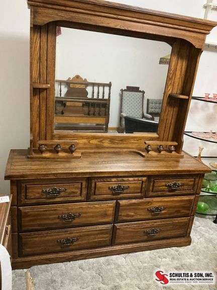 Oak Dresser With Mirror
