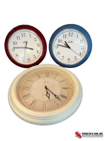 Three Wall Clocks Quartz and Elgin
