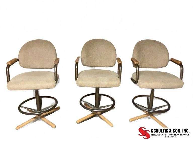 3 Swivel Upholstered Bar Stools