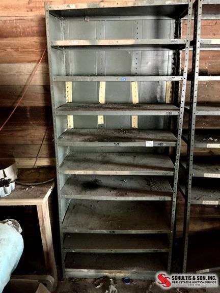 Three Metal Shop Shelves, 85x36x19 Inches