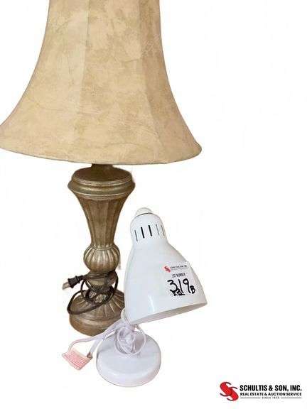 Table Lamps: Brass-Tone and White