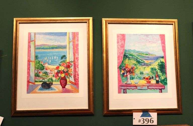 Two Jean-Claude Picot prints. "La Chat Noir a la Fenetre"