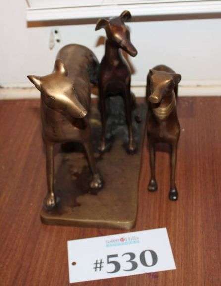 3 Bronze Dog figurines