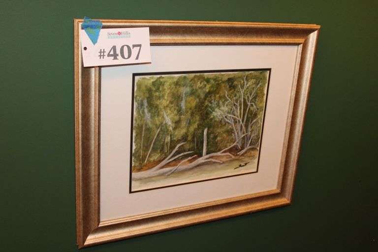 Framed watercolor artwork from the Garrett Gallery in Savannah, GA
