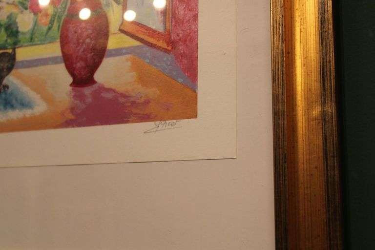 Two Jean-Claude Picot prints. "La Chat Noir a la Fenetre"