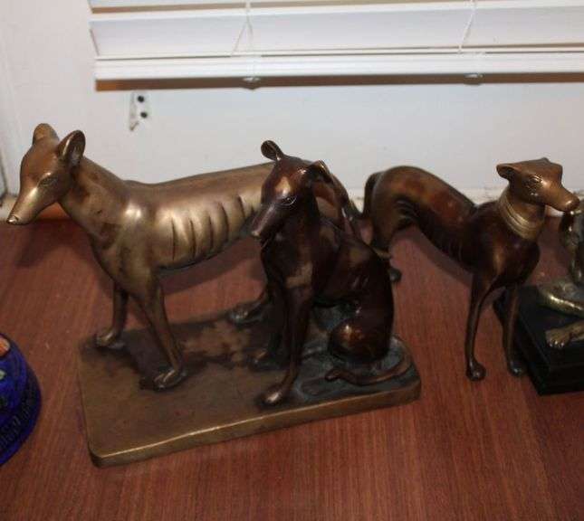3 Bronze Dog figurines