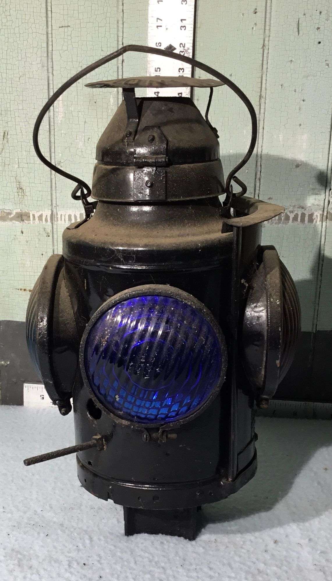 handlan st.louis レイルロードランタン 青ホヤ