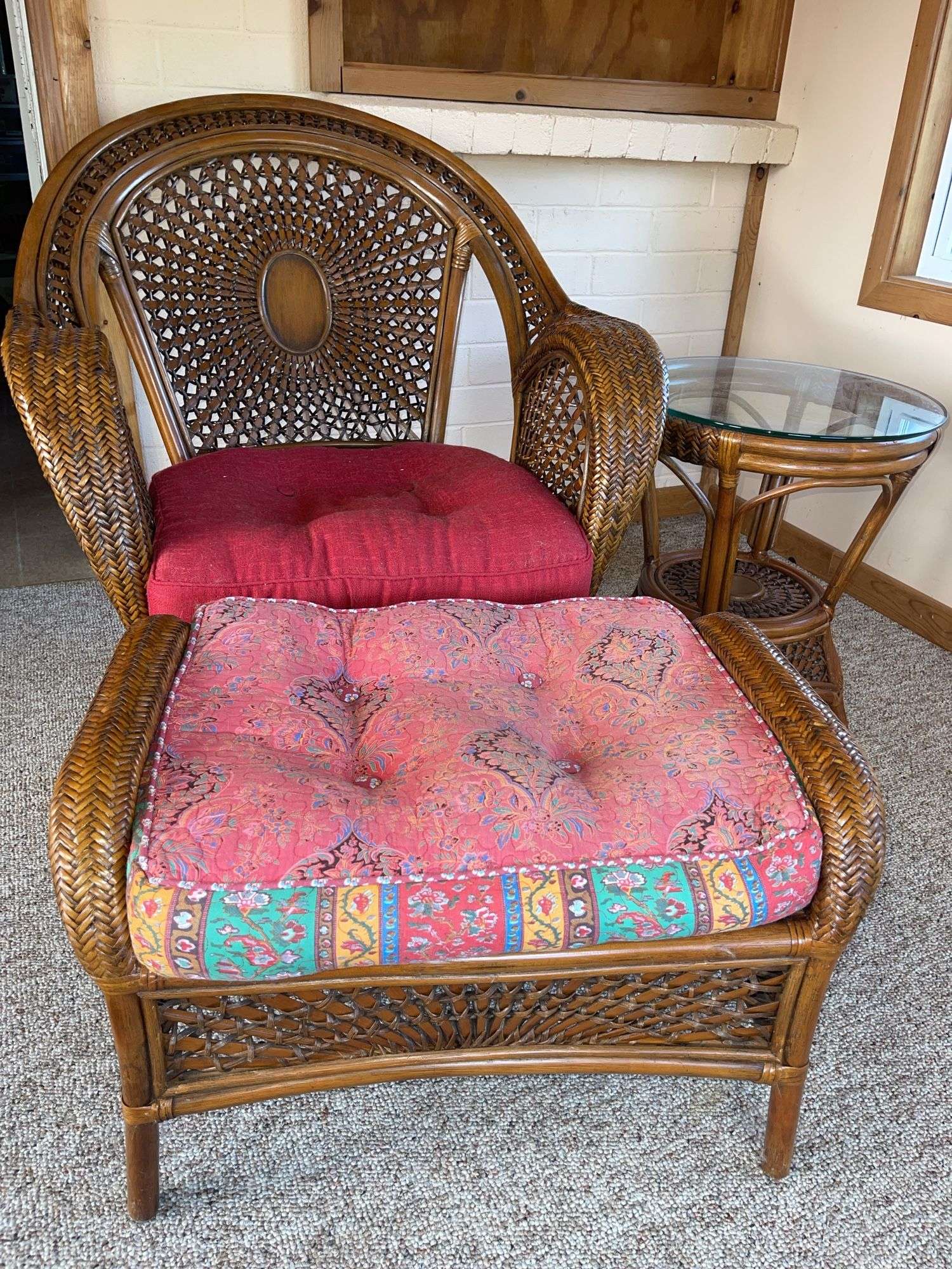 Pier 1 Azteca Patio Chair & Footstool w/ Tufted Cushions +