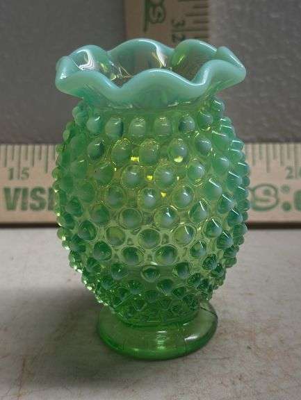 Fenton Hobnail Mini Green Vase