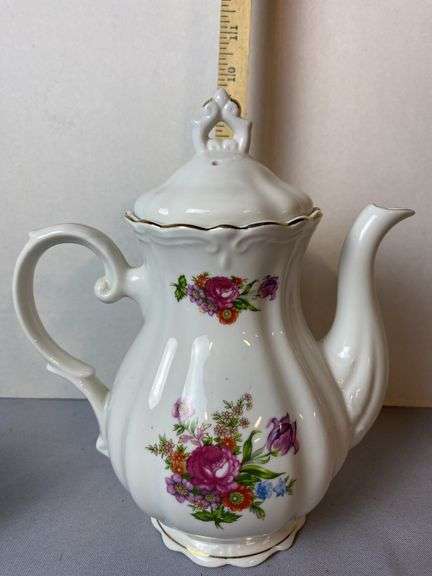 Spring Flowers Cabbage Rose Hand Painted Tea Set - Sherwood Auctions