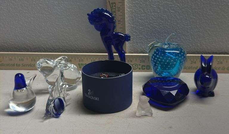 Rosenthal Cobalt Blue Heart Paperweight, Lead Crystal Bunny, Swarovski Cockerel & More