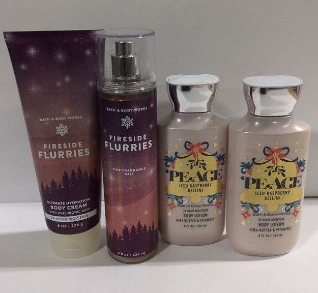 Fireside Flurries Body Spray & Cream and PEACE Iced Raspberry Bellini Body Lotion