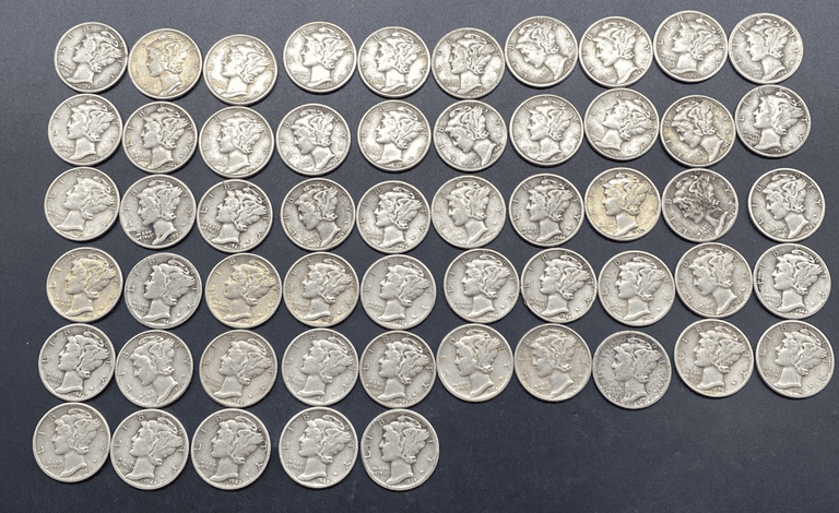 55 Assorted Dates Mercury Head Dimes