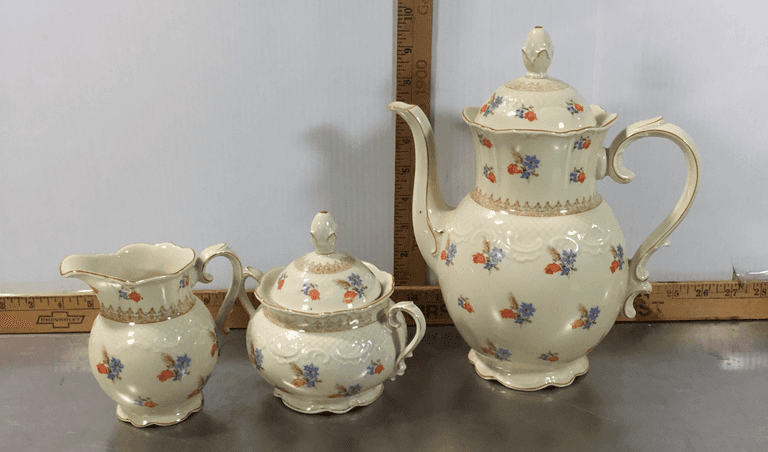 Edelstein Tea Pot and Cream & Sugar Dish