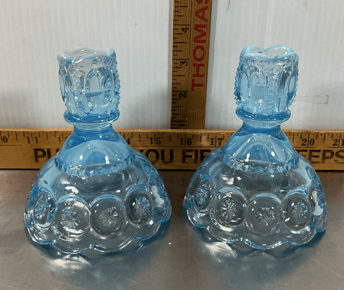 Light Blue Opalescent Decorative Candle Holders
