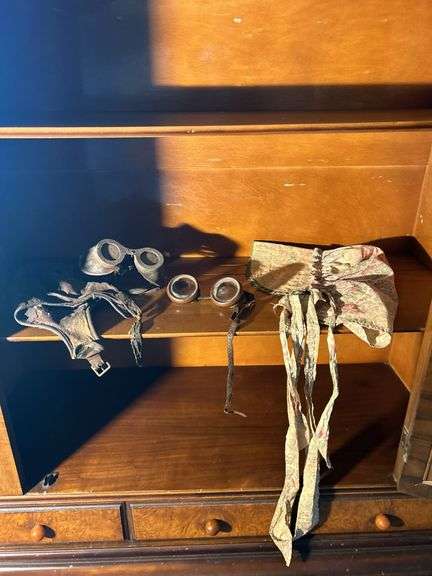 Antique 1900s Driving Goggles, Leather Pilot Cap & Goggles, Hat ...