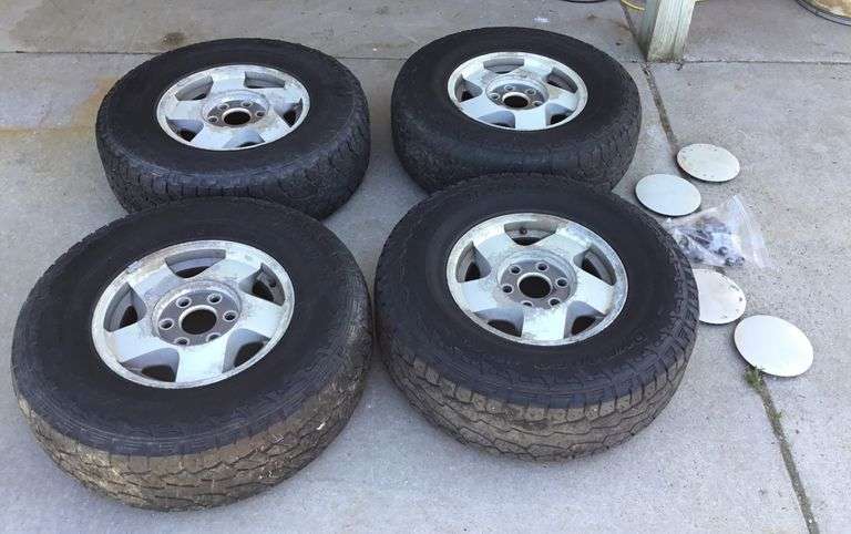 4-1992-1999 C-K1500 Chevy/GMC Tires/Alum Rims/Center Cap/Lugnuts P265 ...