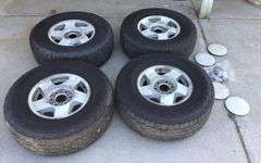 4-1992-1999 C-K1500 Chevy/GMC Tires/Alum Rims/Center Cap/Lugnuts P265 ...