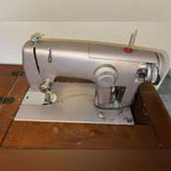 Vintage 1970's Sears Kenmore Sewing Machine, Wooden Sewing Cabinet