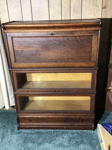 Barrister Bookcase w/ Drop-Front Desk w/ Key 34”Lx12”Dx45”H (23”D w/ Top Down)