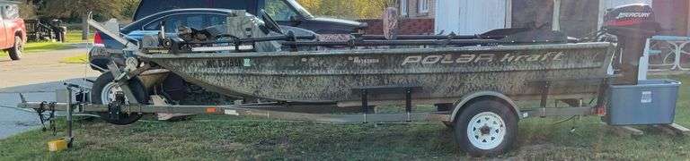 2002 16’ Polar Kraft River Boat W/ 25HP Mercury Electric Trim Outboard Motor, Minn Kota Edge 55 LB T