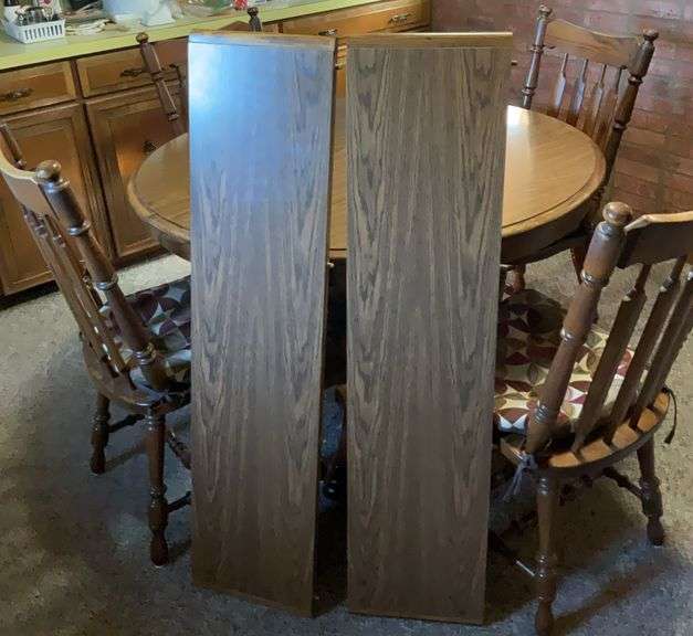 Soild Wood Dinner Table 30”Tx47” Across W/ 2-11” Leafs & 4 Chairs
