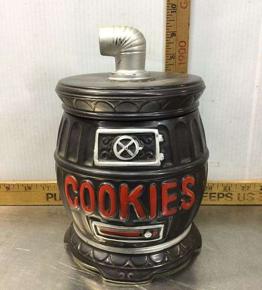 Tilso Hand Painted Pot Belly Stove Cookie Jar