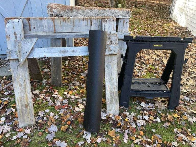 Stanley Saw Horse, 2- 3’x40” Wood Saw Horses & Tar Paper