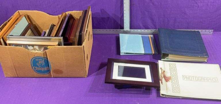 Box of Assorted Picture Frames, Photo Albums, Digital Picture Frame & More