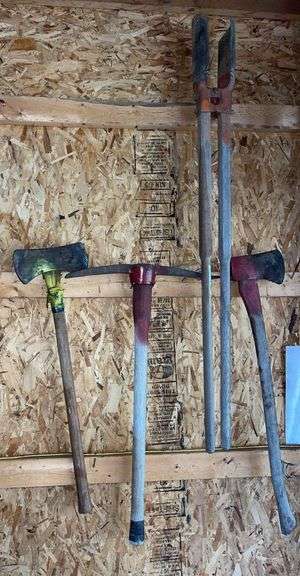 Post Hole Digger, Pick Axe & Axes